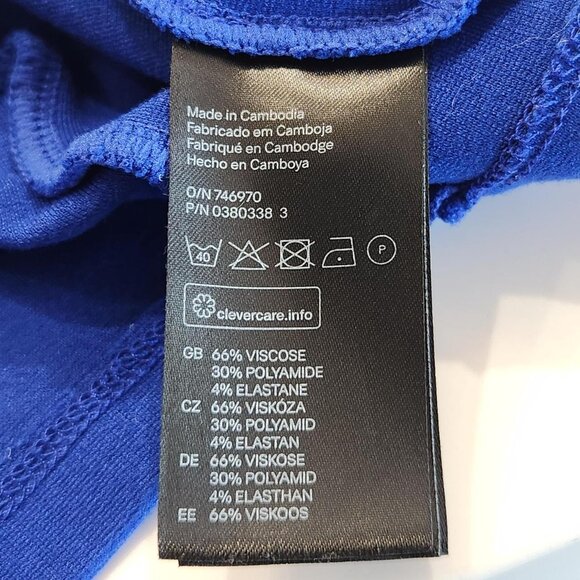 Divided H&M Sz 2 XS Fitted Bodycon Mini Dress Unique Straps Club Electric Blue - Picture 9 of 10